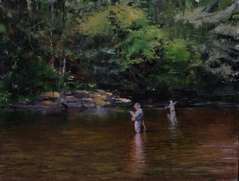 Rest Stop Pool, Willowemoc Creek, 9x12", painting by Christopher Rossow