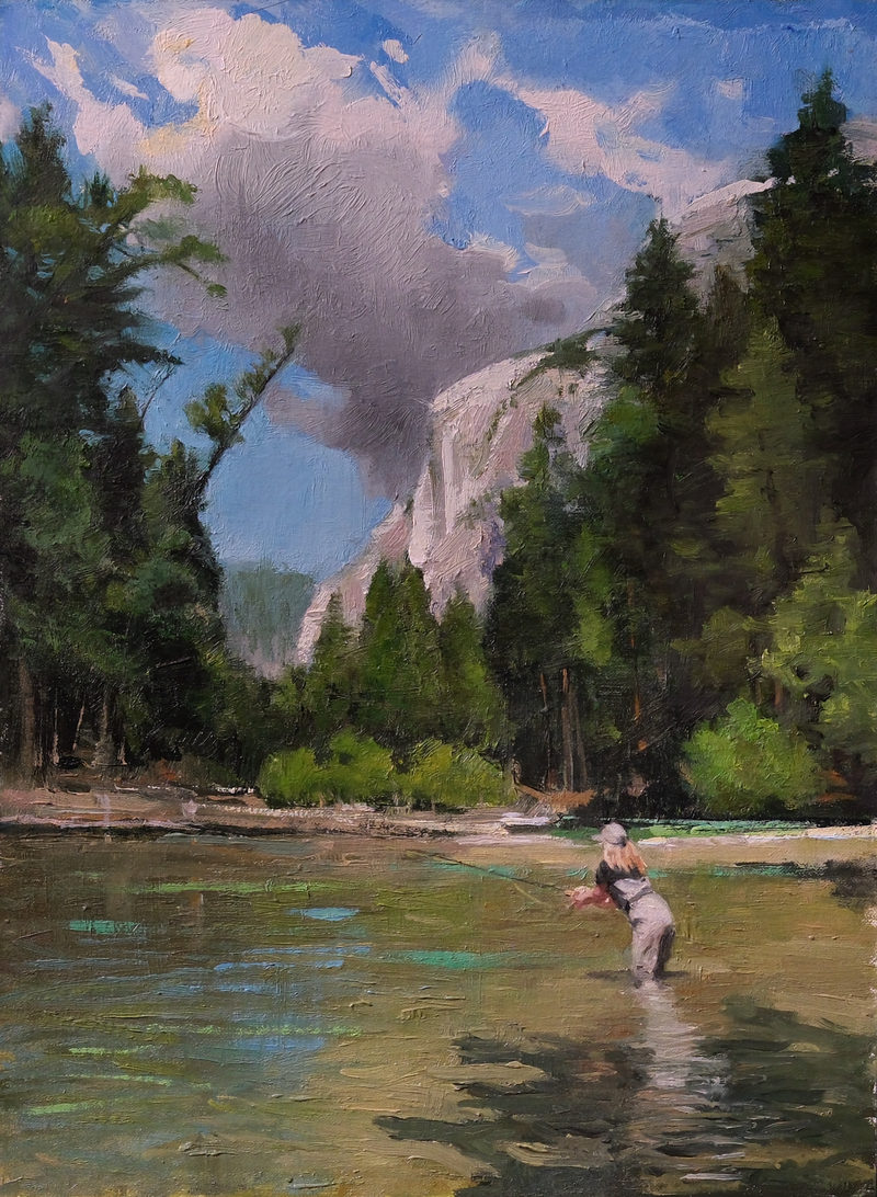 Roads End, Kings River (Day), 9x12", painting by Christopher Rossow